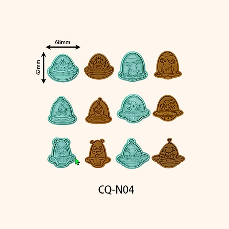 Cookie Cutter 6Pcs/Set 3D Stereoscopic Cartoon Astronaut UFO Monster Cute DIY Biscuit Mould Baking Tools Cake Decoration Tool