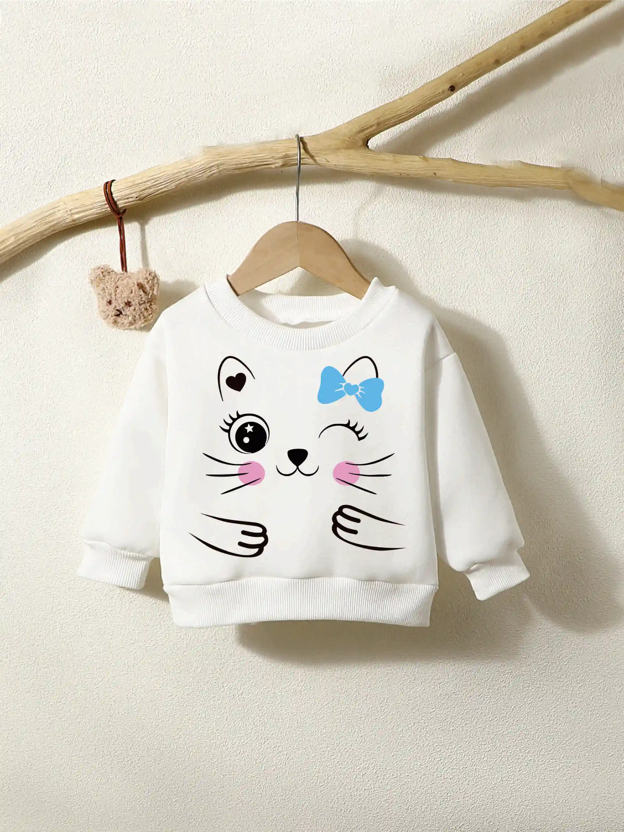 Spring And Autumn Girls Sweater Round Neck Long Sleeve Cartoon Cat Cute Top Fashion Warm Infant Toddler girl sweatshirt kids sweatshirt baby girl clothes