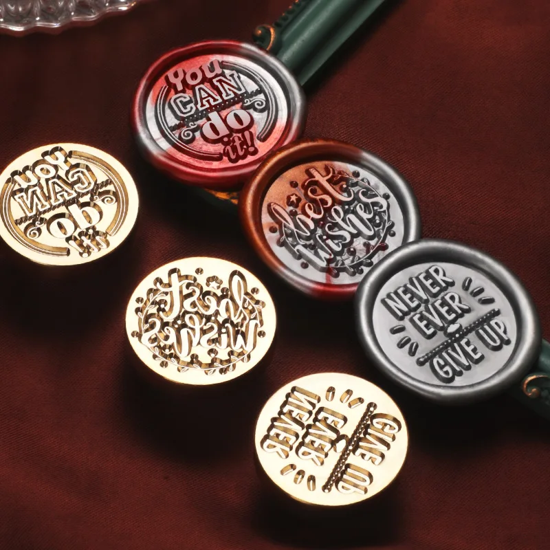 영문 문구 시리즈 왁스 도장 스탬프 구리 카드 봉투, 청첩장 스크랩북 왁스 도장, 헤드 교체