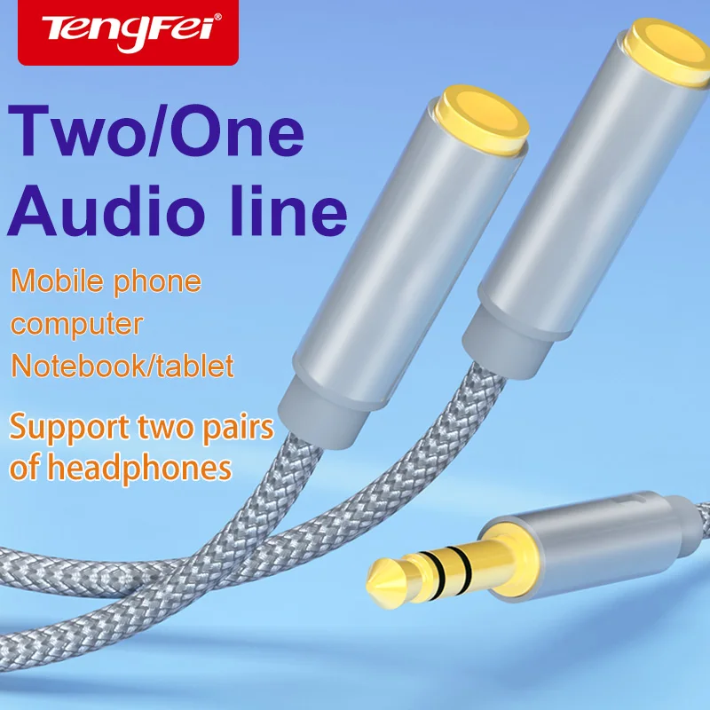 Dual Audio 3.5mm Headphone Splitter with Y Cable Design