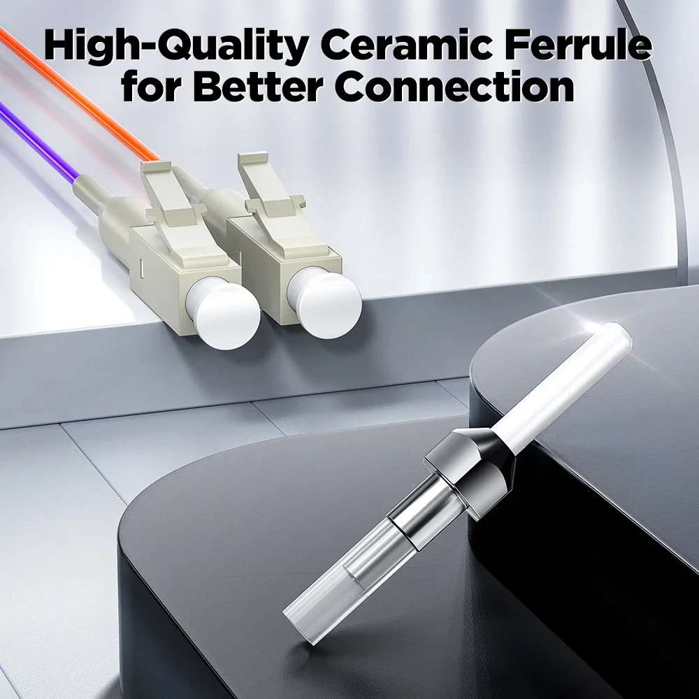 AMPCOM Fiber Optic Pigtail Assemblies, 12 Fibers LC OM3 Multi Mode 50/125&mu;m LSZH UPC Pigtails for Fusion Splice Tray 1.5m