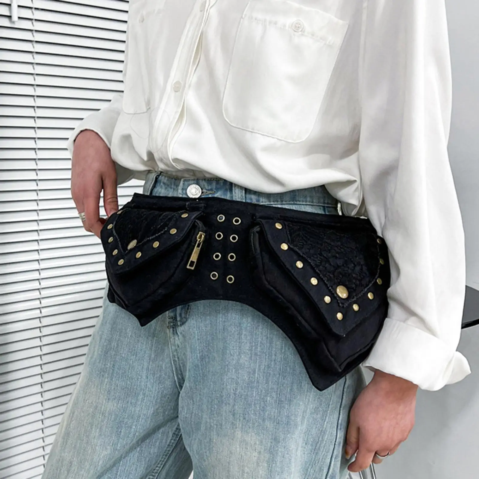 Schwarze Hüfttasche, Bauchtaschen, Brust-Tagesrucksack für Männer