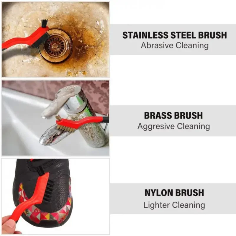 10-3pcs Wire Brush Set Steel Metal Brass Nylon Cleaning Polishing Rust Brush Metal Cleaning Grinder Fitter Machine Cleaner Tools wire brush cleaning brush wire brush set wire cleaning brush cleaning brush set