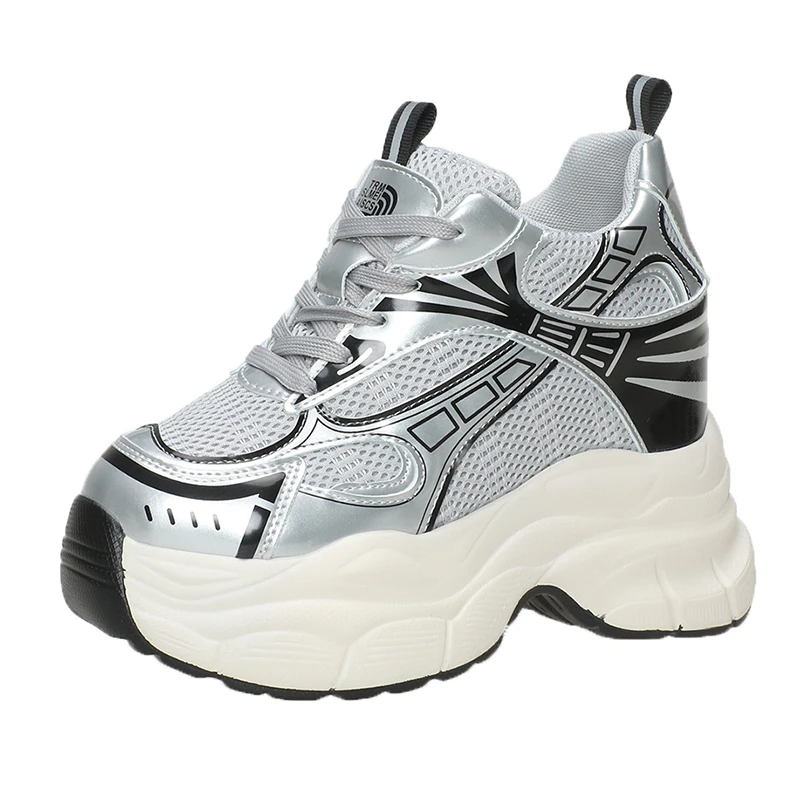 

Женские высокие кроссовки 10 см, повседневная обувь на танкетке, массивные дышащие, на весну-осень