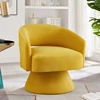 Modern Swivel Barrel Chair Upholstered Velvet Round Accent Chairs 360 Degree Comfy Swivel Chair with Open Backrest Single Chair 1