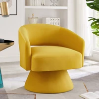 Modern Swivel Barrel Chair Upholstered Velvet Round Accent Chairs 360 Degree Comfy Swivel Chair with Open Backrest Single Chair 1
