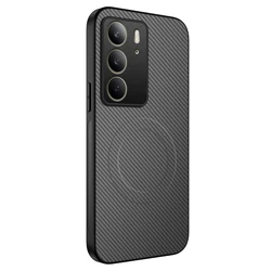 Luxury Kevlar Fiber Textured Magnetic Shockproof Bumper Case for Realme 14X 5G (GRAY)
