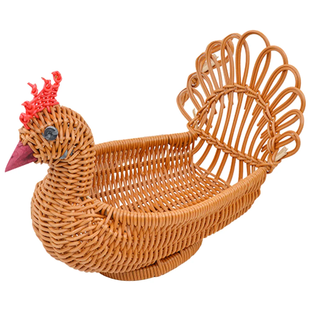 

Imitation Rattan Storage Basket Gifts Snacks Serving Fruit Container for Desk Party Bread Table Decor Pp Household
