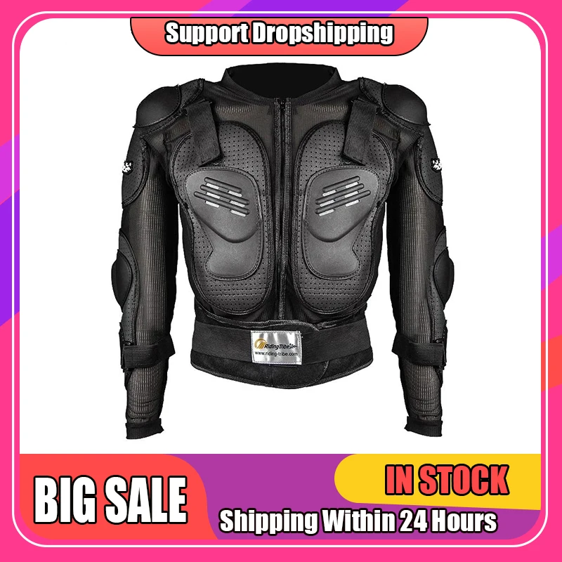 

1pc Long Sleeve Motorcycle Jacket With Magic Stickers Breathable Adjustable Riding Racing Protector Armor Hx-p13 Protective Gear