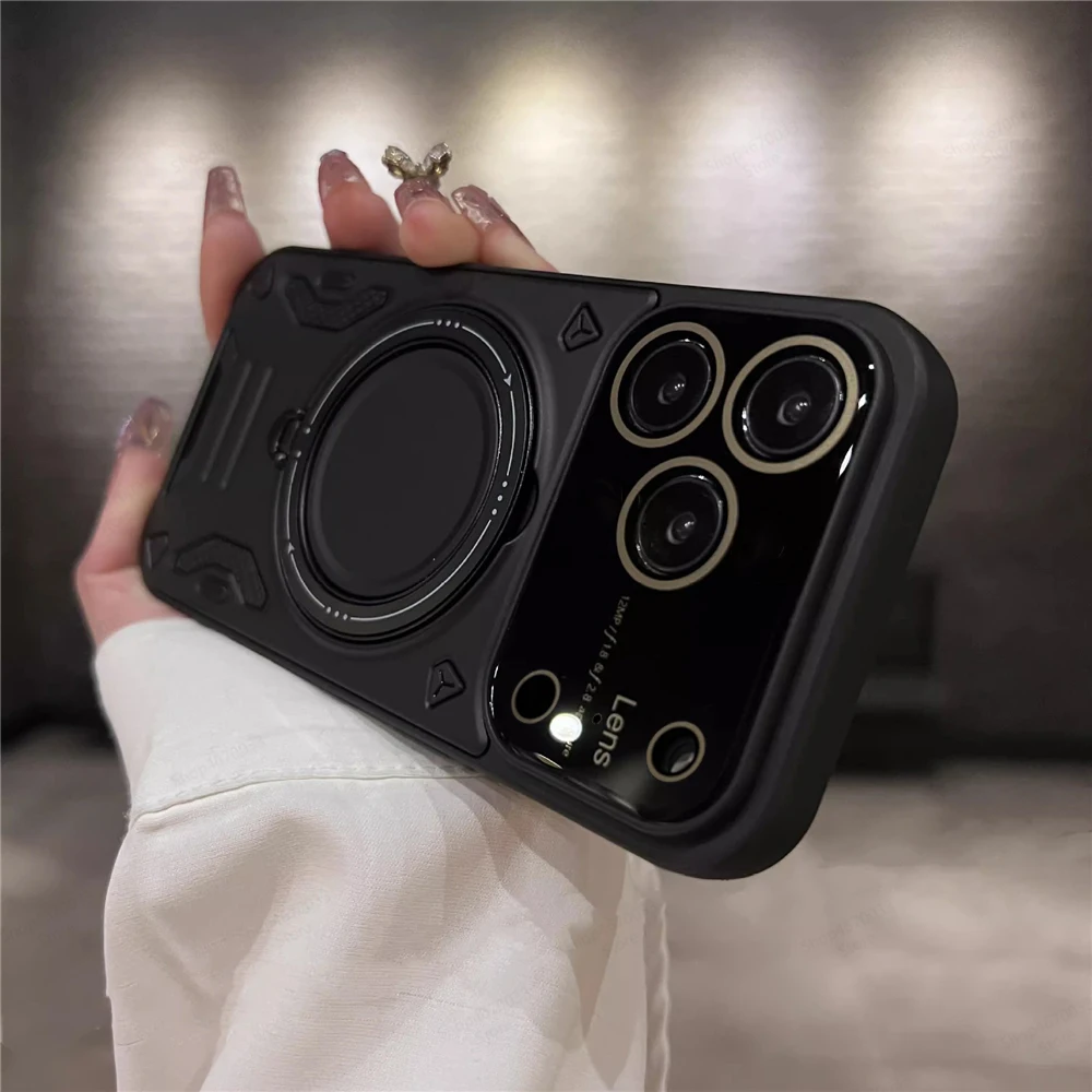 Enhanced Frosted Armor Phone Case with Ring Holder and MagSafe Compatibility
