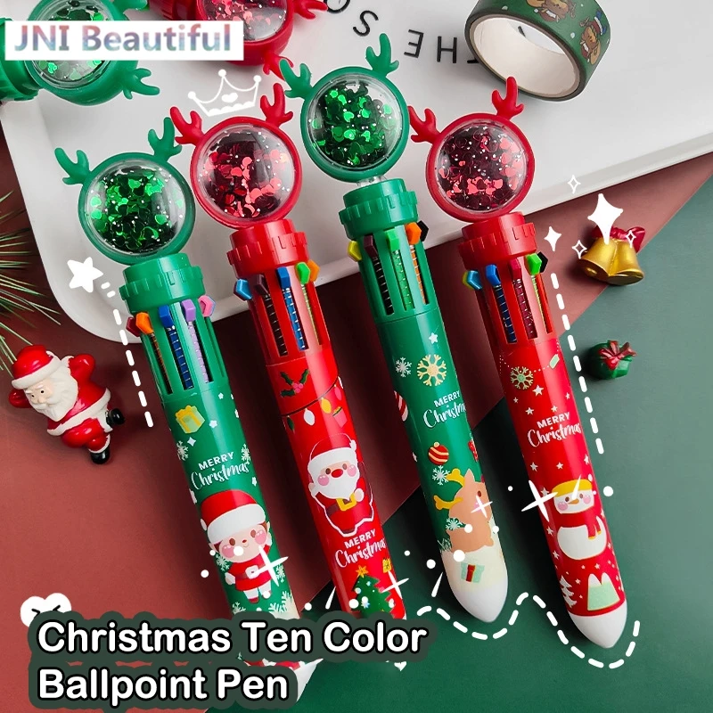 

10 Colors Christmas Elk Gel Pen Cute Kawaii Ballpoint Multicolored Pen For Kids School Writing Supplies Stationery Office
