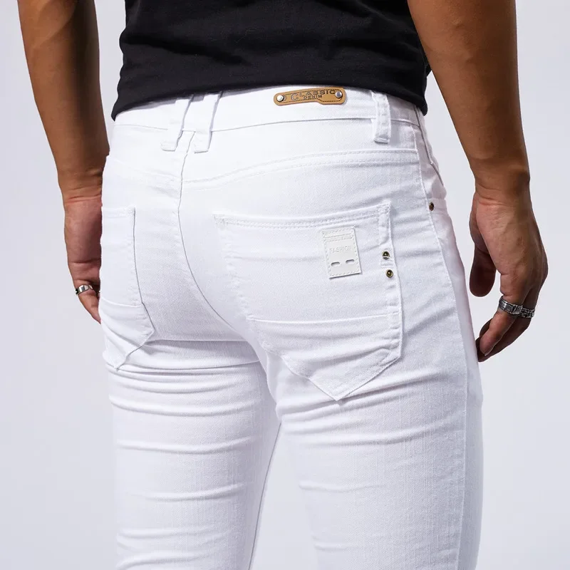 Men's White Casual Jeans New Denim Pants Comfortable Fashion