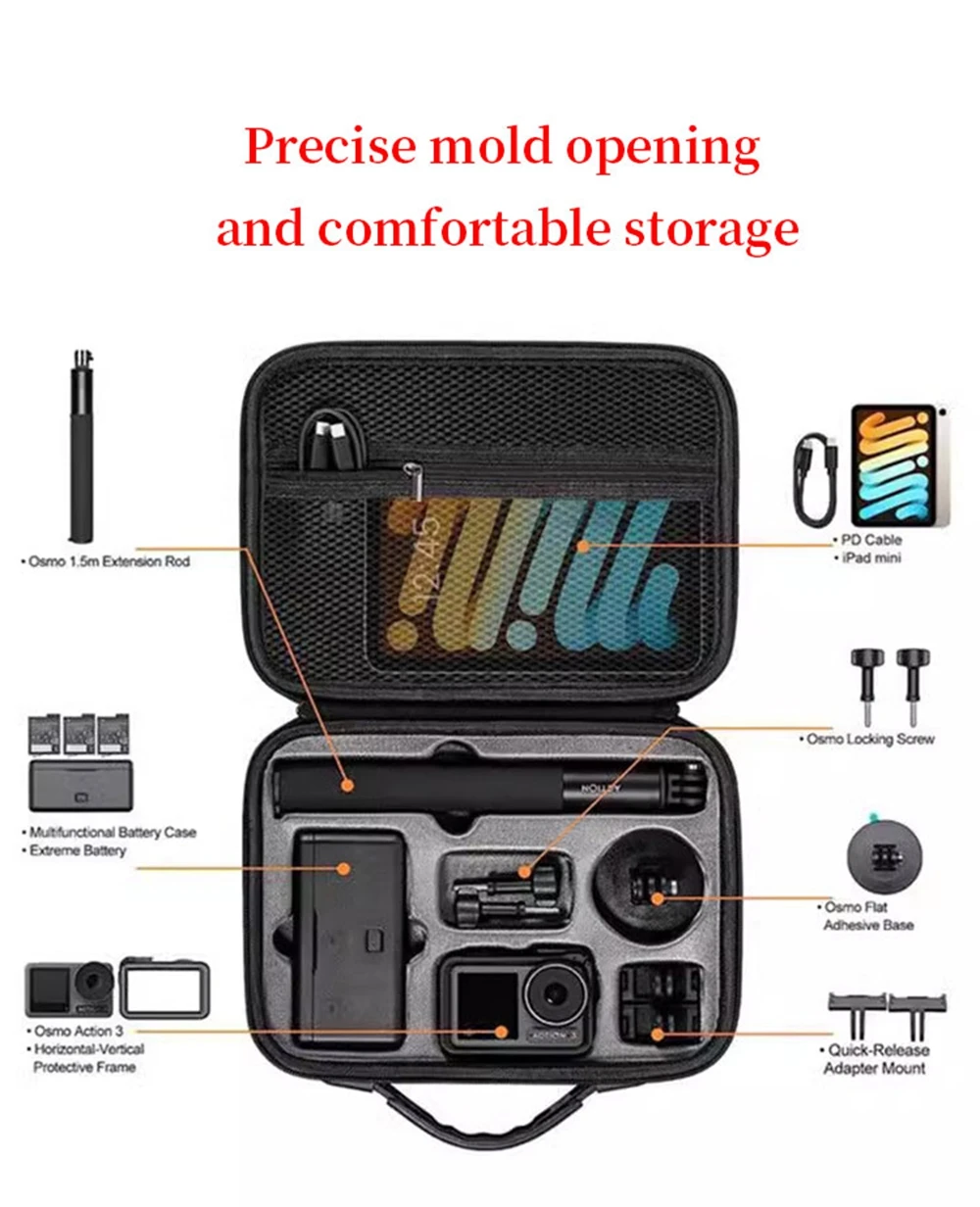 Hard EVA Storage Case for DJI OSMO Action 5 Pro/4/3 Sports Camera Protect Box Action 4 3 Camera Portable Travel Carrying Case
