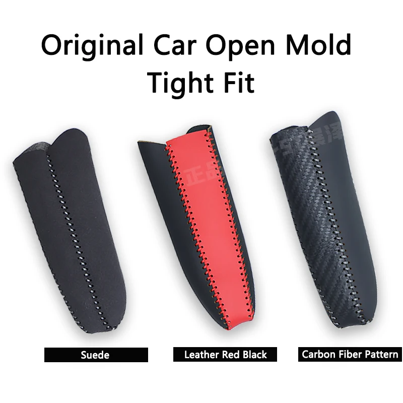TAJIAN Car Gear Handbrake Sleeve PU Leather Cover Anti-Skid Auto Parking Brake Suede Decoration For Ford Mustang Accessorie