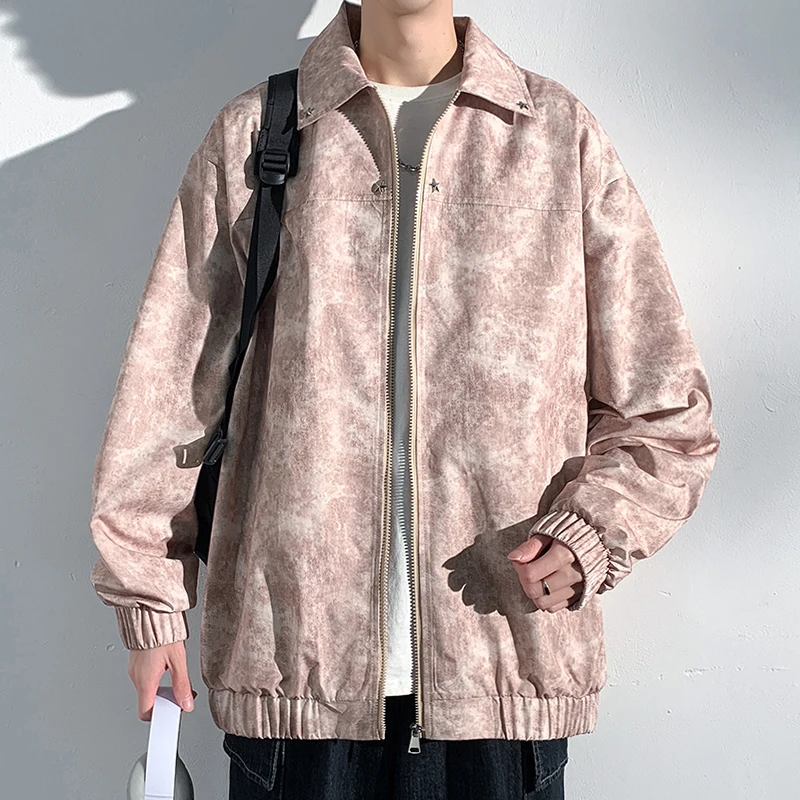 Fashionable Full-Zip Turn Down Collar Clothing Sporty Jacket Men's Coat Student Coat Streetwear
