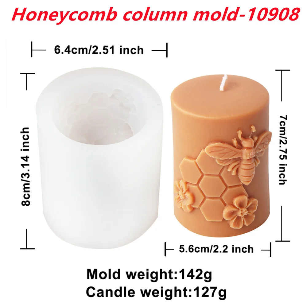 "Honey Bees"Cute 3D Beehive Column Mold-Create Mesmerizing Honeycomb Patterns for Aroma,Candles&Soaps-Nature-Inspired Home Decor