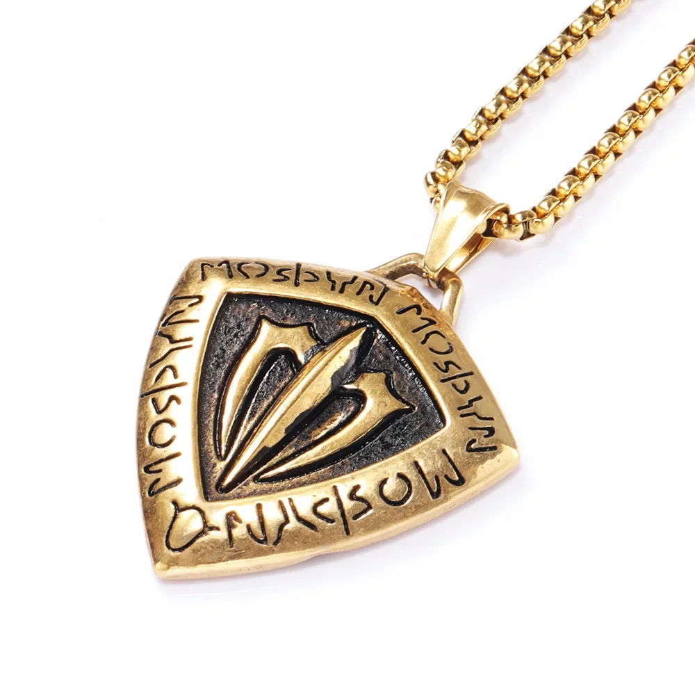 

CHUANGCHENG Retro Style Hip-hop Trident Trendy Stainless Steel Shield Pendant Men's Necklace Chains