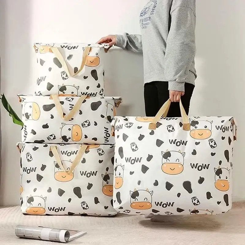 

Moving Bags Cow Pattern Dorm Room Storage Bags Packing Supplies With Strong Carrying Handles & Zippers Storage Bags For Clothes