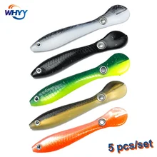 

5Pcs Artificial Loach Bait Soft Worm Lures Easy Shiner Silicone Bait Sea Fishing Swimbait Wobblers Black Minnow Leurre Souple