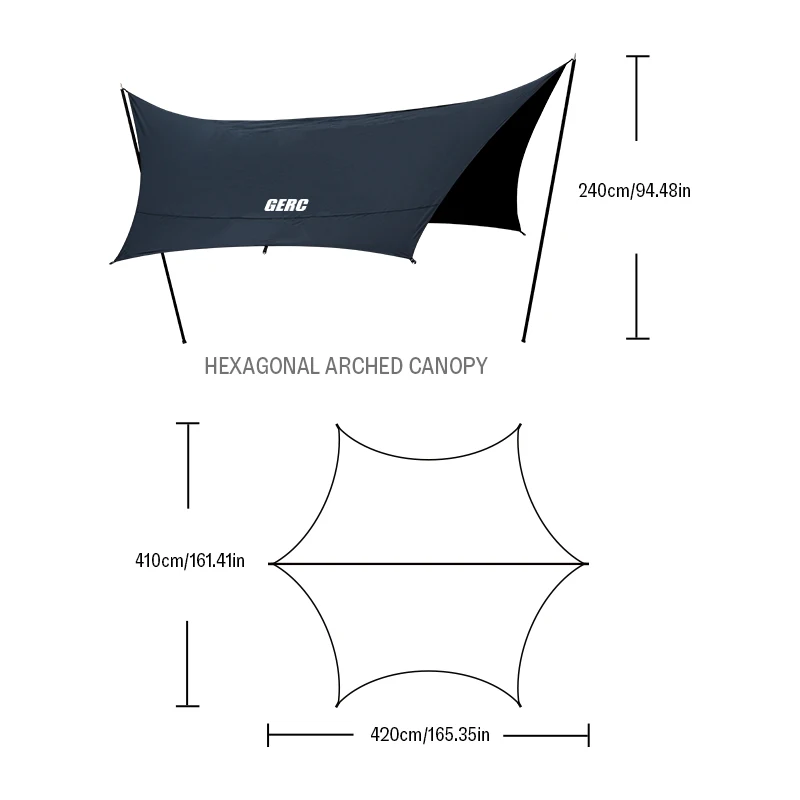 GERC Black Butterfly Canopy Waterproof Sun Protection Outdoor Camping Portable Large Area Arch Tent 2