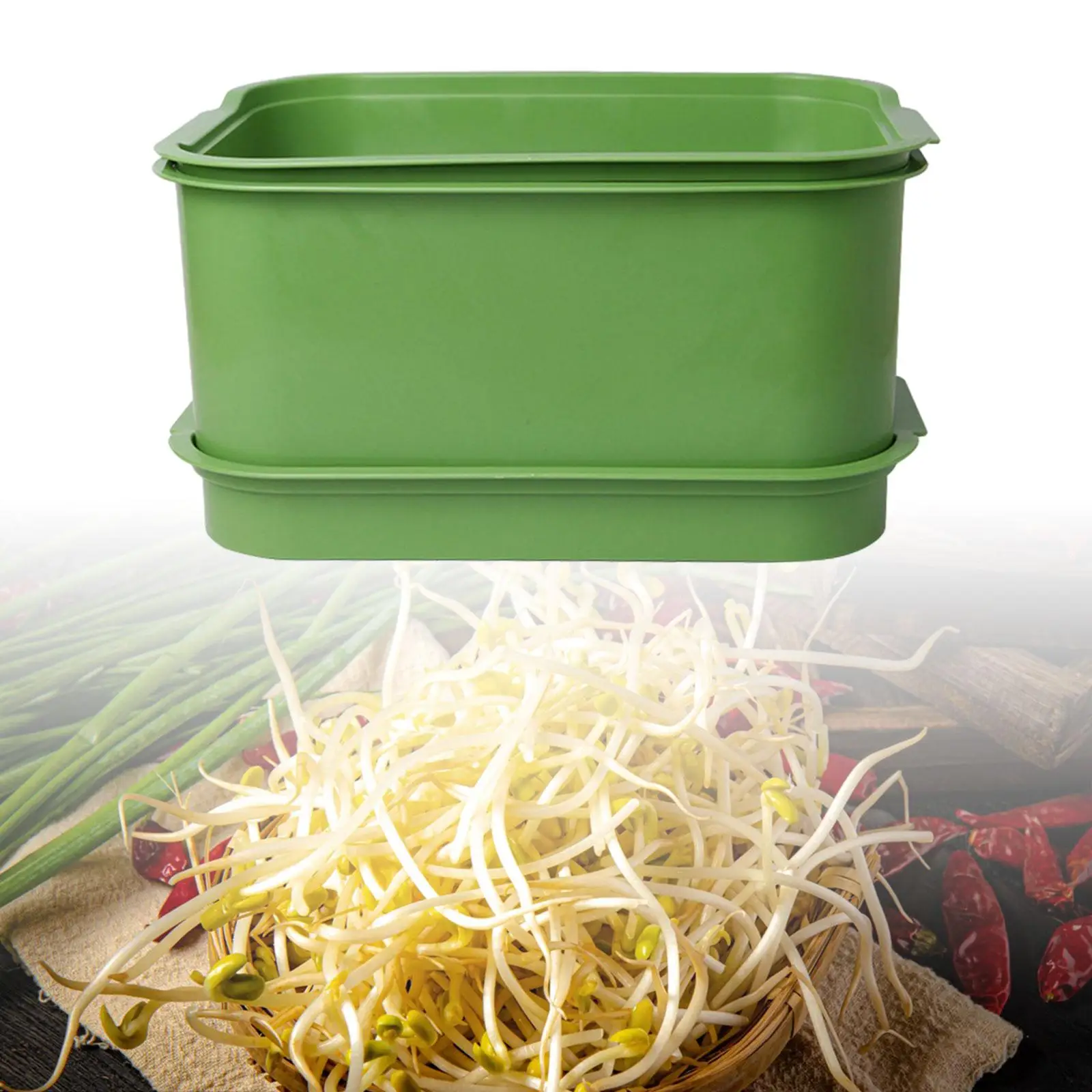 Bean Sprouts Sprouting Tray Set Three Layers Lightweight Saving Space Large Capacity Stackable Durable Multipurpose Storage Box