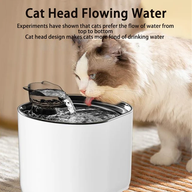 Auto Cat Water Fountain Pet Cat Drinking Fountain With Activated Carbon Filtration Cat Head Shape Faucet Cat Dog Water Dispenser 2