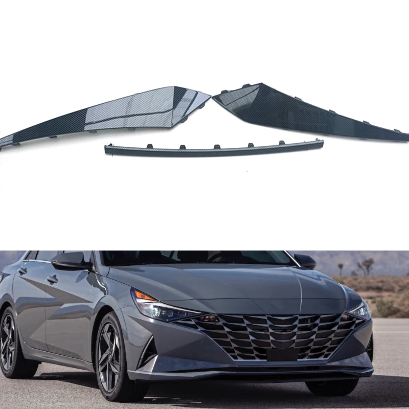 

For Hyundai Elantra 2021 2022 Car Front Bottom Bumper Trim Strip Cover Black/Carbon fiber Garnish Exterior Decoration Parts