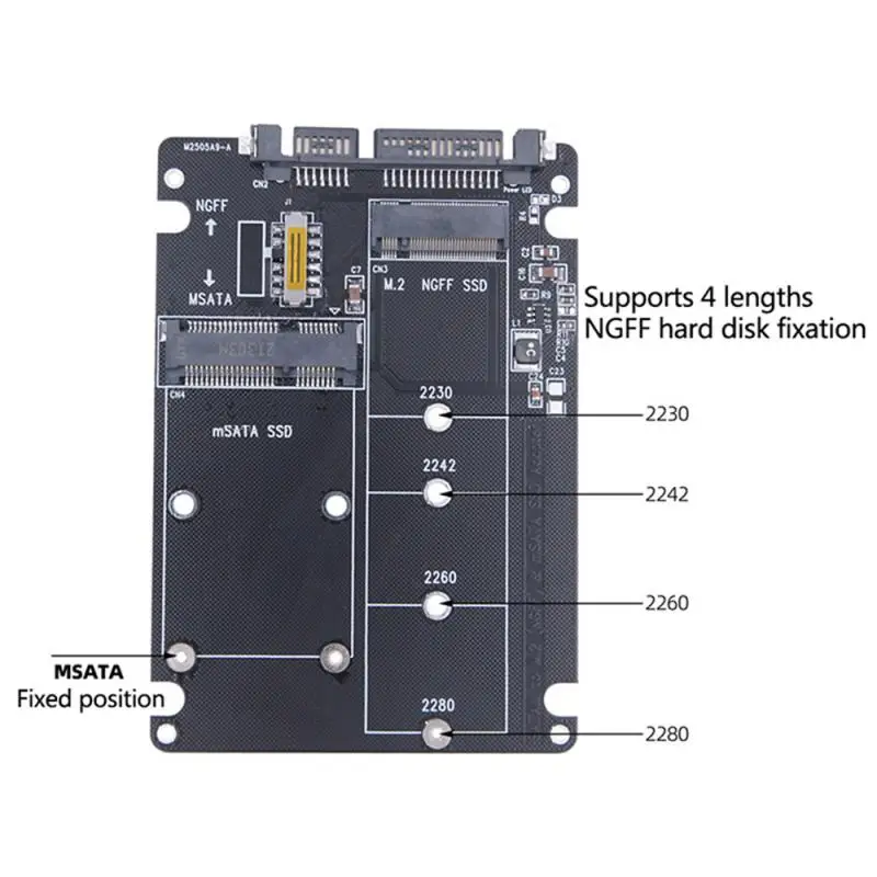 M.2 NGFF-SATA , MSATA   Ʈ ȯ  ī, M.2 NGFF SSD-SATA III 2 in 1  