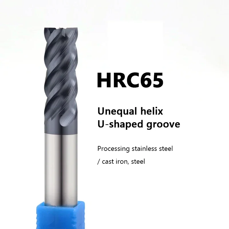 CNC Carbide End Mill HRC65 HRC68 Tungsten Cutter 4 Flute Metal Steel Unequal helix Machining Tool 1 2 34 5 6 7 8 9-20 Router Bit