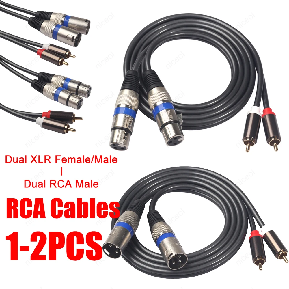 Premium 2RCA to 2 XLR Audio Cable with Durable Metal Shell for Amplifiers and Home Theaters