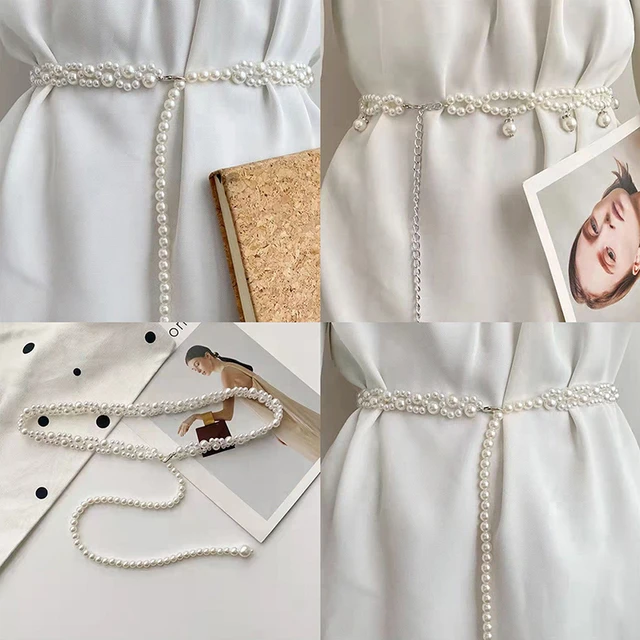 New Arrival Elegant Women Pearl Belt Waist Belt Female Girls Dress Crystal  Strap Pearl Wedding Chain
