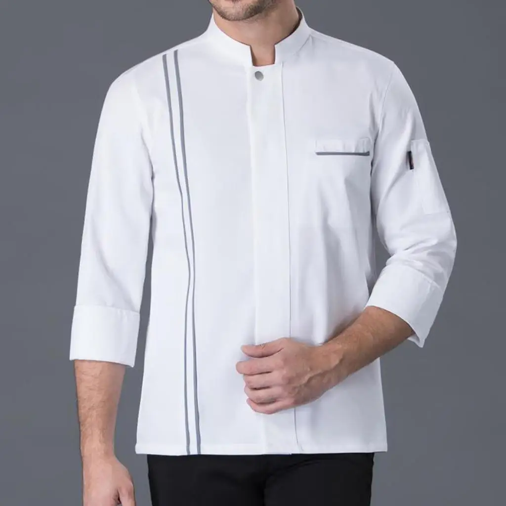 

Unisex Chef Jackets Coat Long Sleeves Shirt Kitchen Uniform White