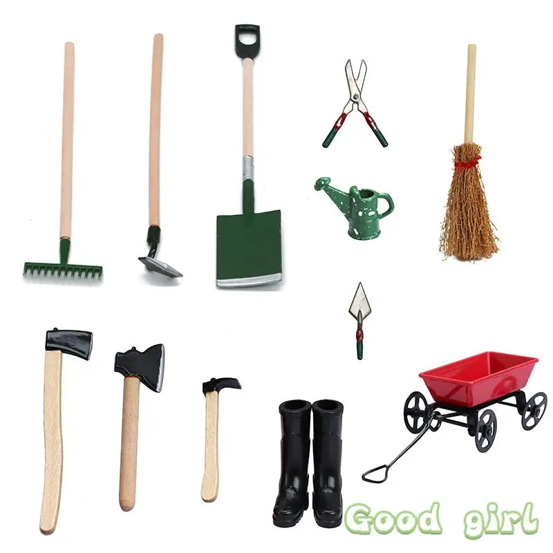 

1Set 1/12 Dollhouse Miniatures Gardening Shovel Rake Hoe Pitchfork Agricultural Vehicle Tool Doll Garden Farm Decor Accessor Toy