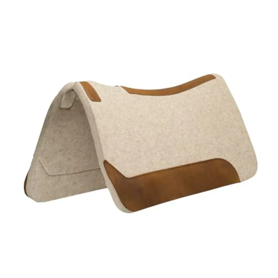 19219-6069ea.jpg Western saddle pad for horse protection contoured wool blend felt tan shock absorbing and durable