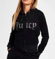 Harajuku Vintage Gothic Graphic Punk Clothes Women Oversize Tops Sweatshirts Hoodies Y2k Zip Up Hoodie Rhinestones Letters Coats
