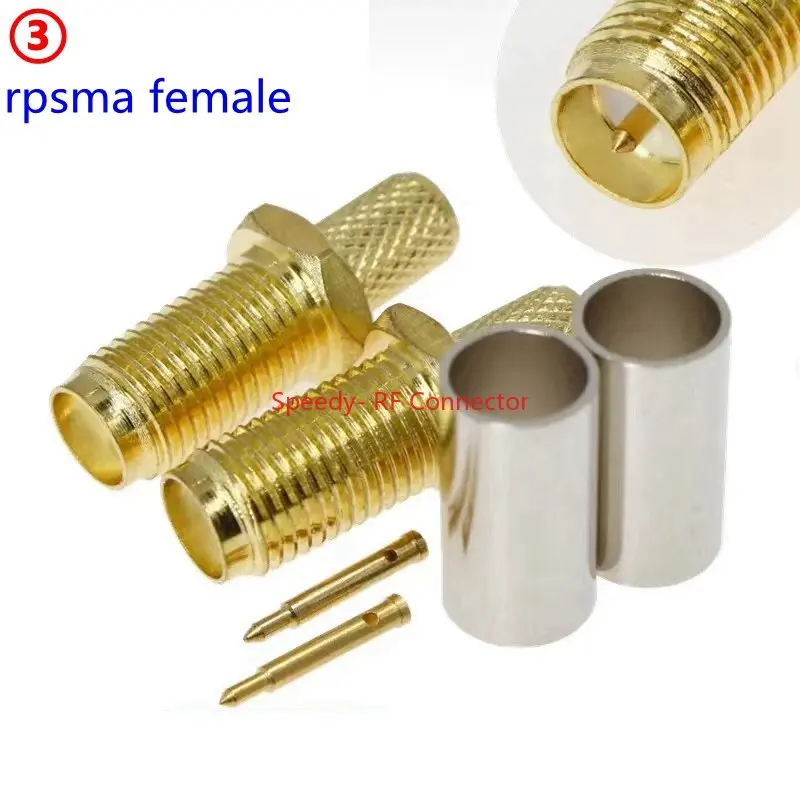 SMA 수 플러그 암 잭 커넥터, RPSMA 수 암 크림프 RG58 LMR195 RG400 RG142 케이블 황동 구리 빠른 배송, 10 개