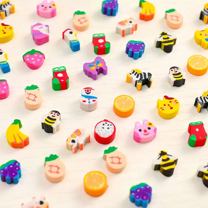 Cute Animal Fruits Pencil Eraser Rubber Eraser Primary Student Prizes Gift Stationery Erasers 50 Pcs/box pencil eraser For Kids