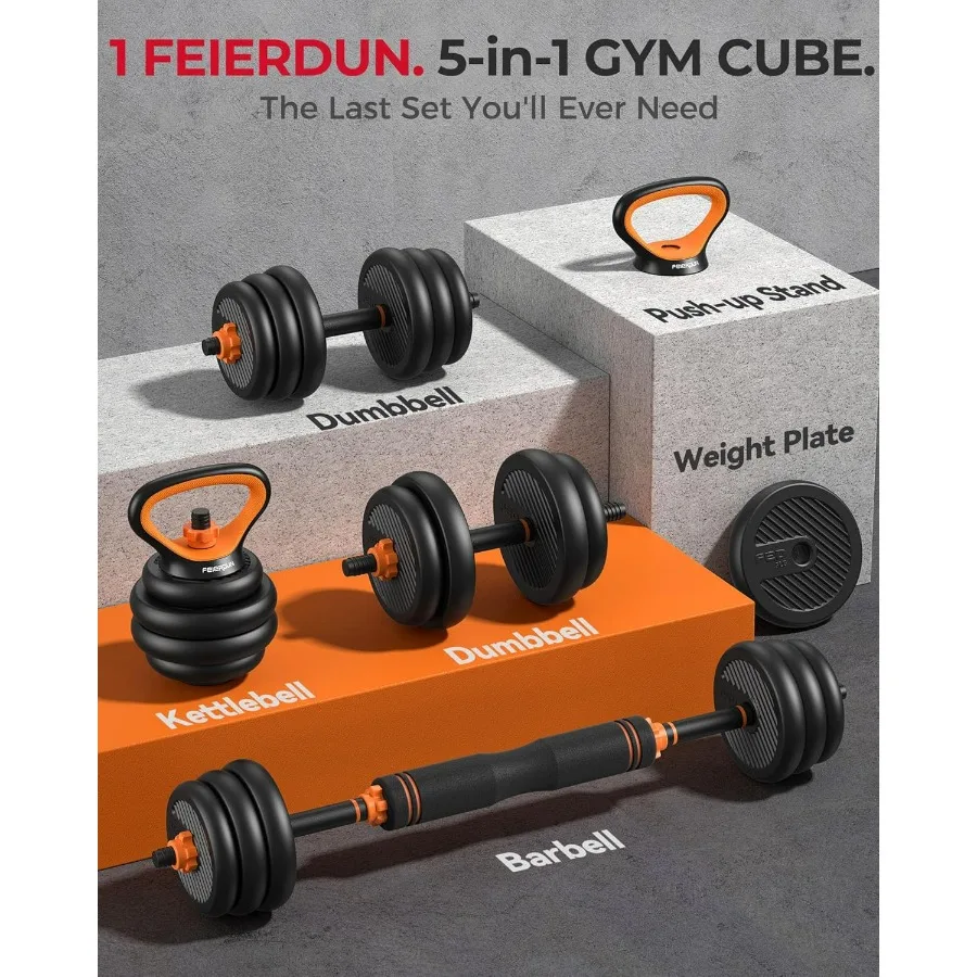 Adjustable Dumbbells, 30lbs Free Weight Set with Connector, 5 in1 Dumbbells Set Used as Barbell, Kettlebells, Push up Stand, Wei