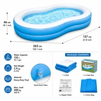 Piscine familiale gonflable 262x157x46 cm, vinyle haute résistance, piscine hors sol pour adultes, plaisir estival en plein air avec valve de vidange rapide 6