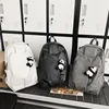 Cute Panda Pendant Women Man Backpack Pu Leather Men's Backpacks Girl Black White Back Pack Laptop Bag Large Capacity Travel Bag 2