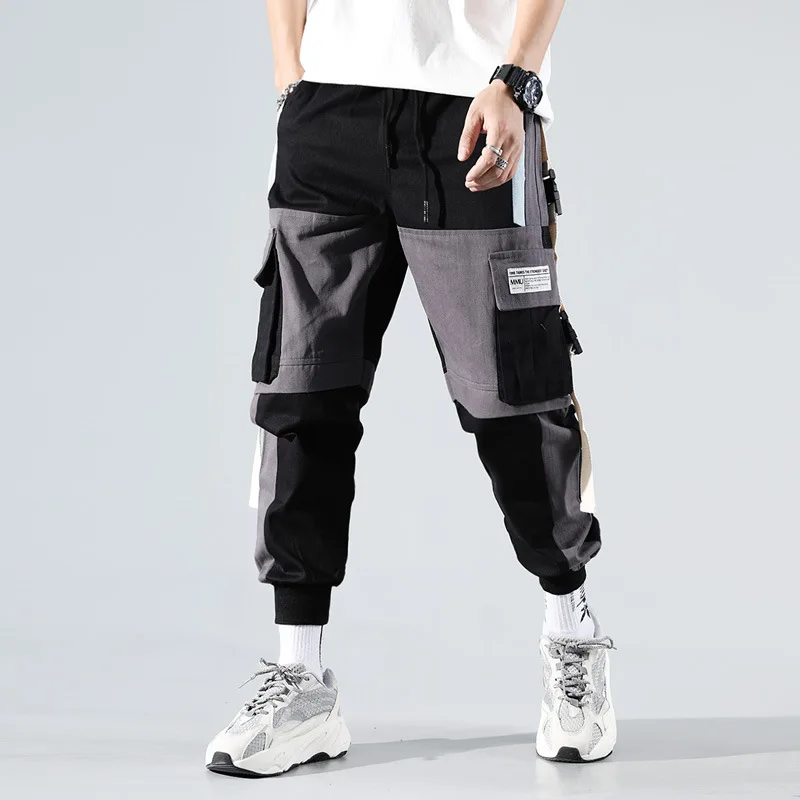 Prowow Men Multi Pockets Cargo Harem Pants Hip Hop Casual Male Track Pants Joggers Trousers