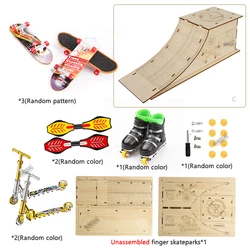 Miniature Finger Skateboard and Scooter Toy Set with Accessories (Slope Type C)