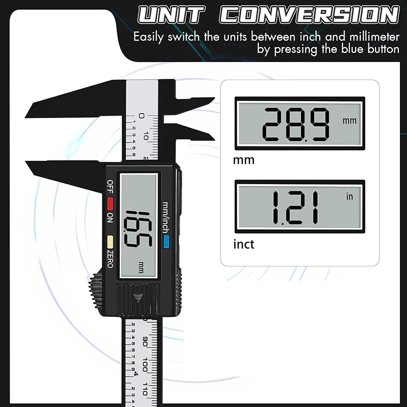 Electronic Digital Caliper Carbon Fiber Vernier Gauge and Micrometer Measuring Tool