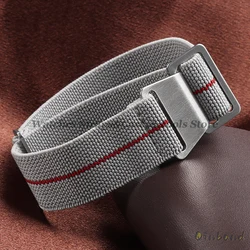 Elastic Nylon Sports Watch Band - Parachute - Style Strap (Multiple Sizes Available) - 20mm (Light Gray Red)