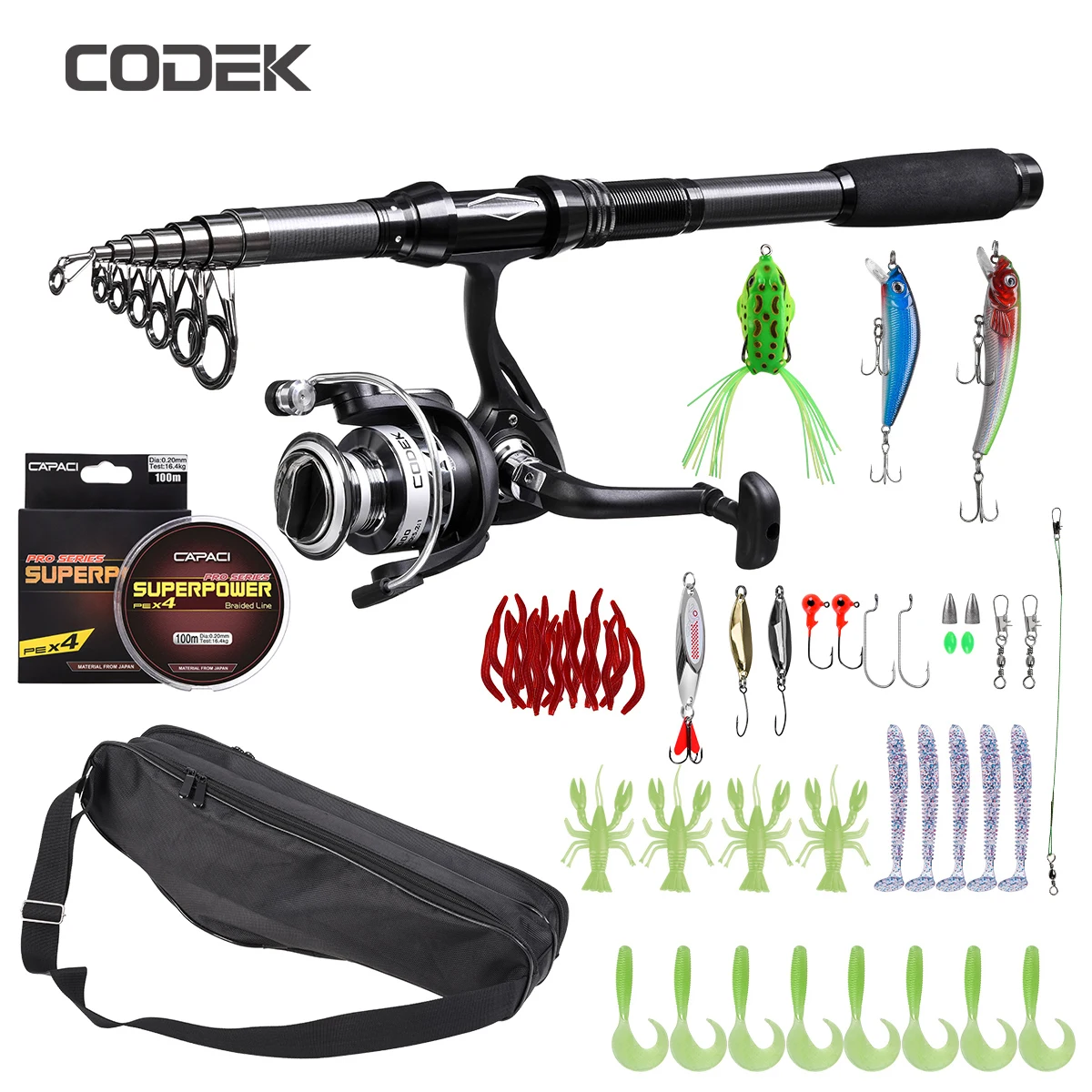 LEOFISHING Portable Fishing Rod and Reel Combos Carbon Fiber with Lure  Accessories for Travel Salt and Fresh water - AliExpress