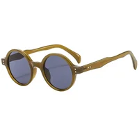 Lunettes de soleil rondes vintage pour hommes et femmes, lunettes de soleil de marque, monture rivetée, nuances rétro, mode masculine et féminine 4