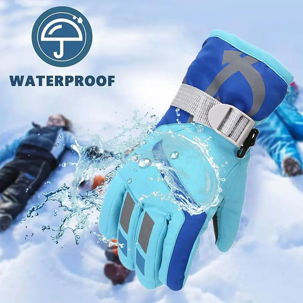 New Children Kids Winter Snow Warm Gloves Boy Girls Ski Snowboard Windproof Waterproof Thicken Keep Warm Winter Must 2