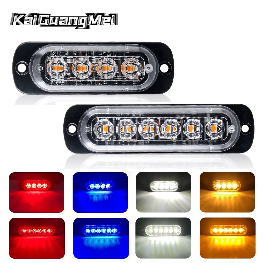 4LED Car Strobe Warning Light Grill Flashing Breakdown Emergency Light