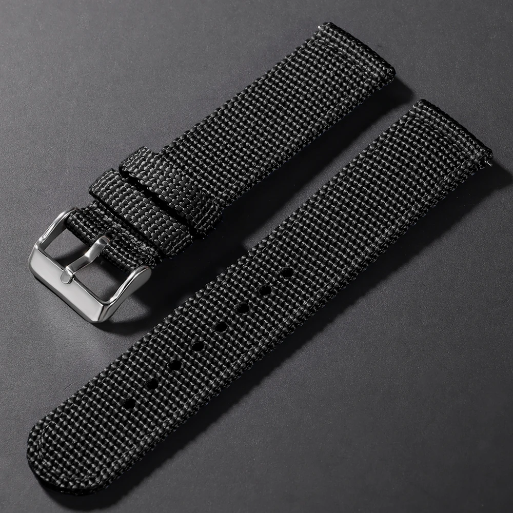 Nylon Canvas Woven Soft Watch Band - Sport & Military Style Wristband