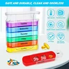 Portable English Plastic Pill Box Organizer, Travel Pill Organizer, Everyday Portable Pill Box, Daily Pill Box with Vitamins, 4